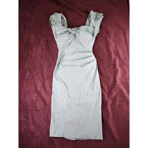 Stop Staring Alicia Estranda Green Wiggle Pin Up Dress Ruched Stretch Midi S